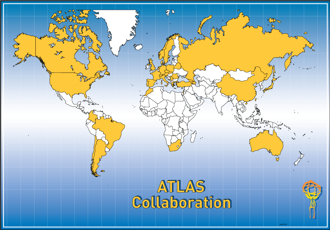 Atlas On A Map Map Showing Countries In The Atlas Collaboration - Cern Document Server