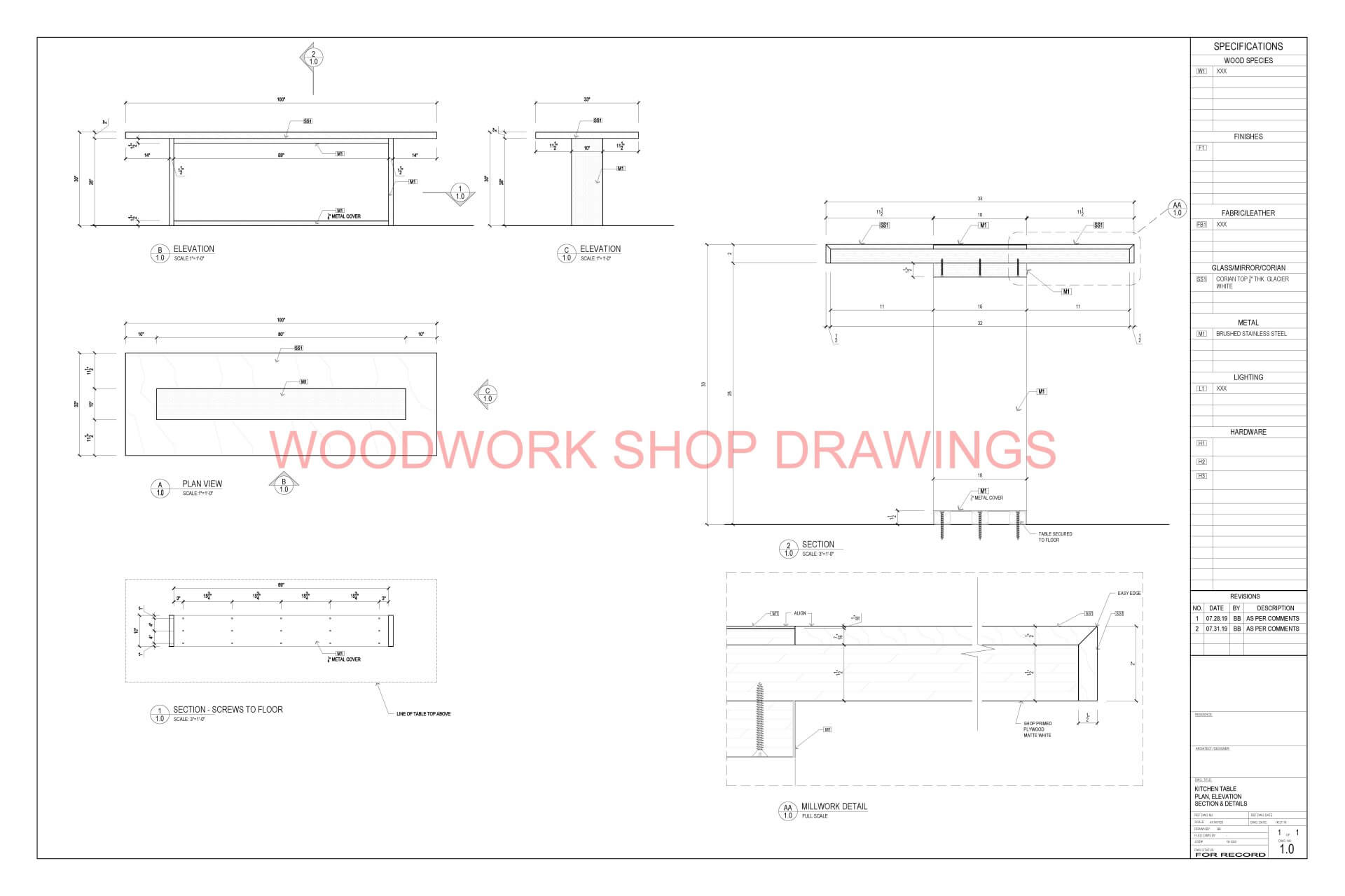 Tables Custom Furniture Shop Drawings CAD Designing Syndicate, LLC