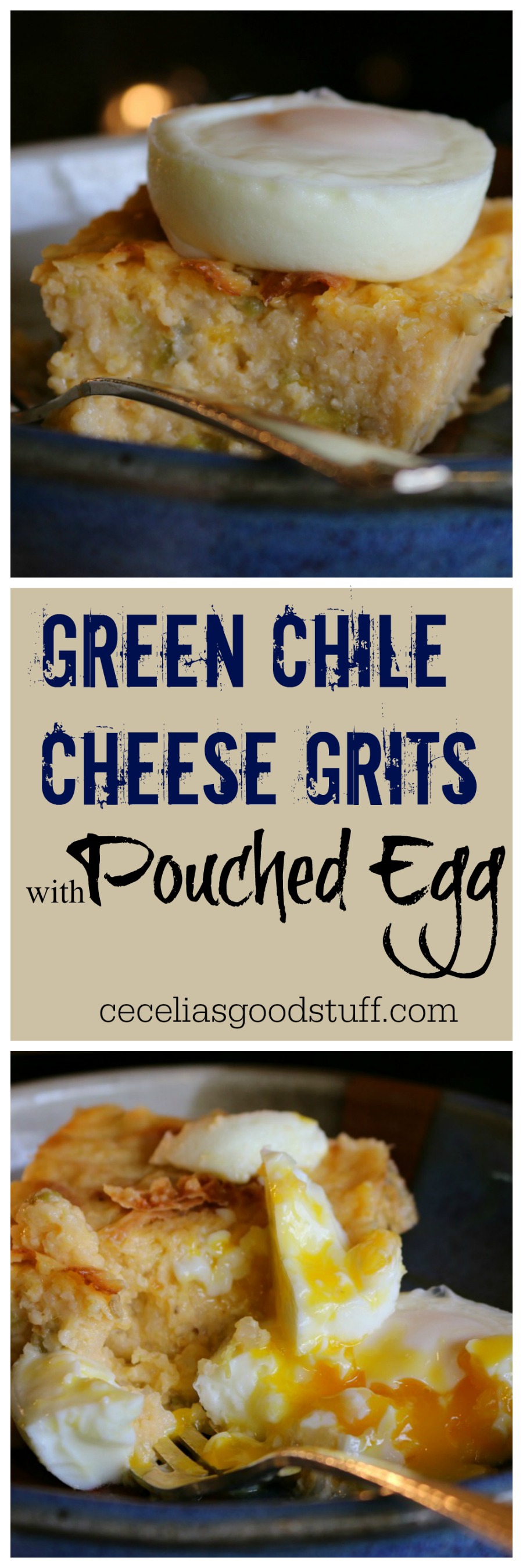 Green Chile Cheese Grits and a Poached Egg