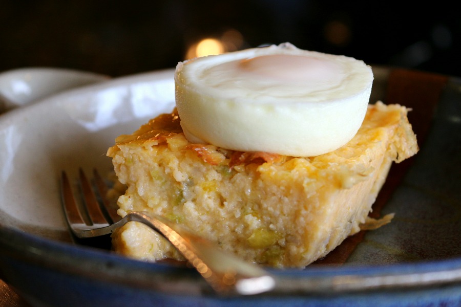 Green Chile Cheese Grits and a Poached Egg