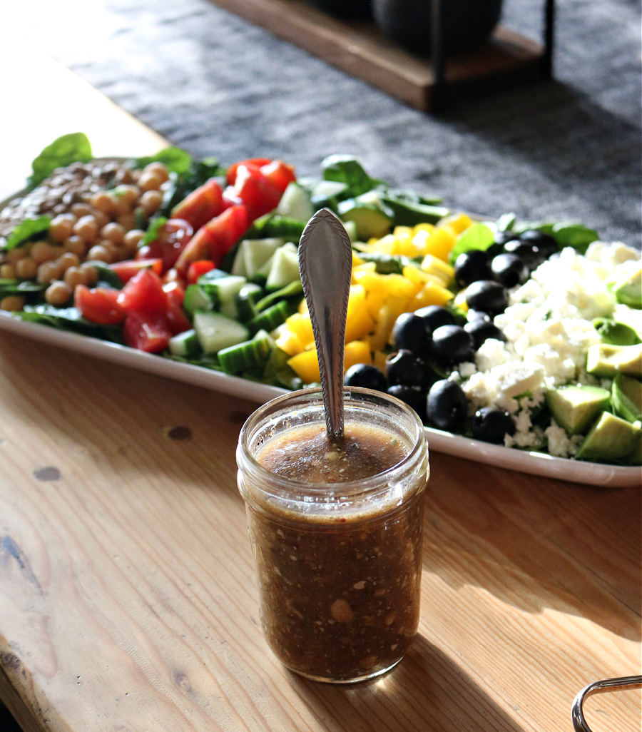 Mediterranean Salad with Balsamic Feta Vinaigrette