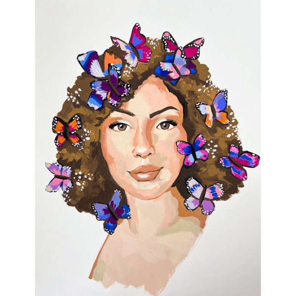 Butterflies gouache painting