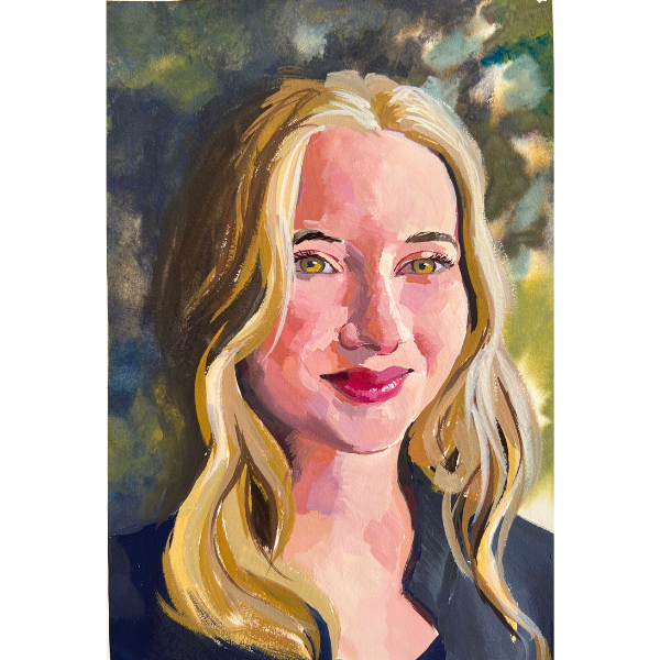 Gouache portrait painting