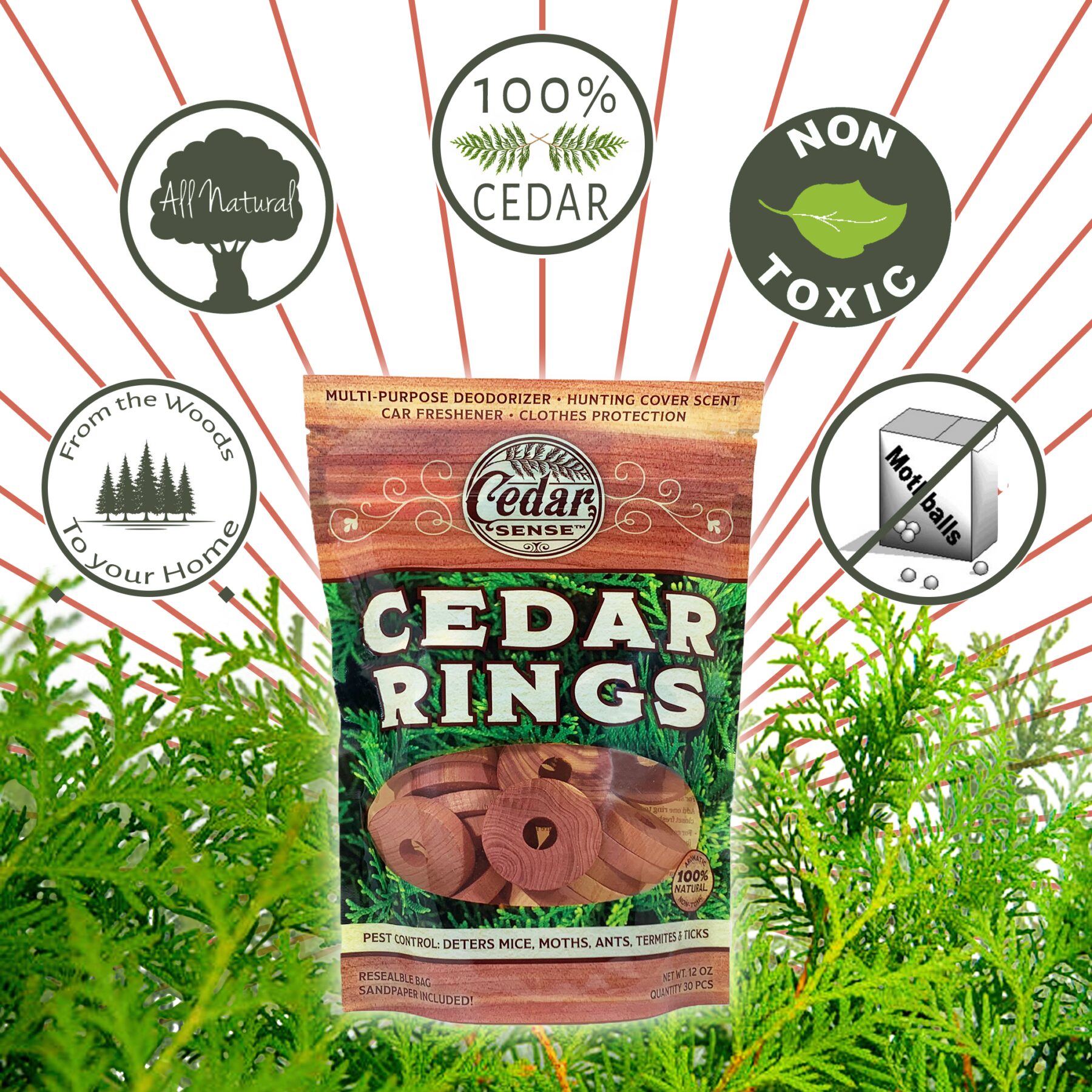 Cedar Wood Rings Natural Moth Repellent Organic Clothes Moths