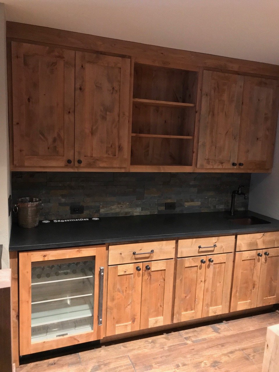 Circle sawn rustic alder mudroom and bathrooms Cedar Mountain Woodwrights
