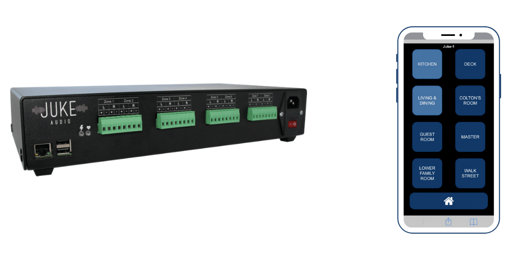 Juke’s six and eight zone home audio system are a breakthrough in price