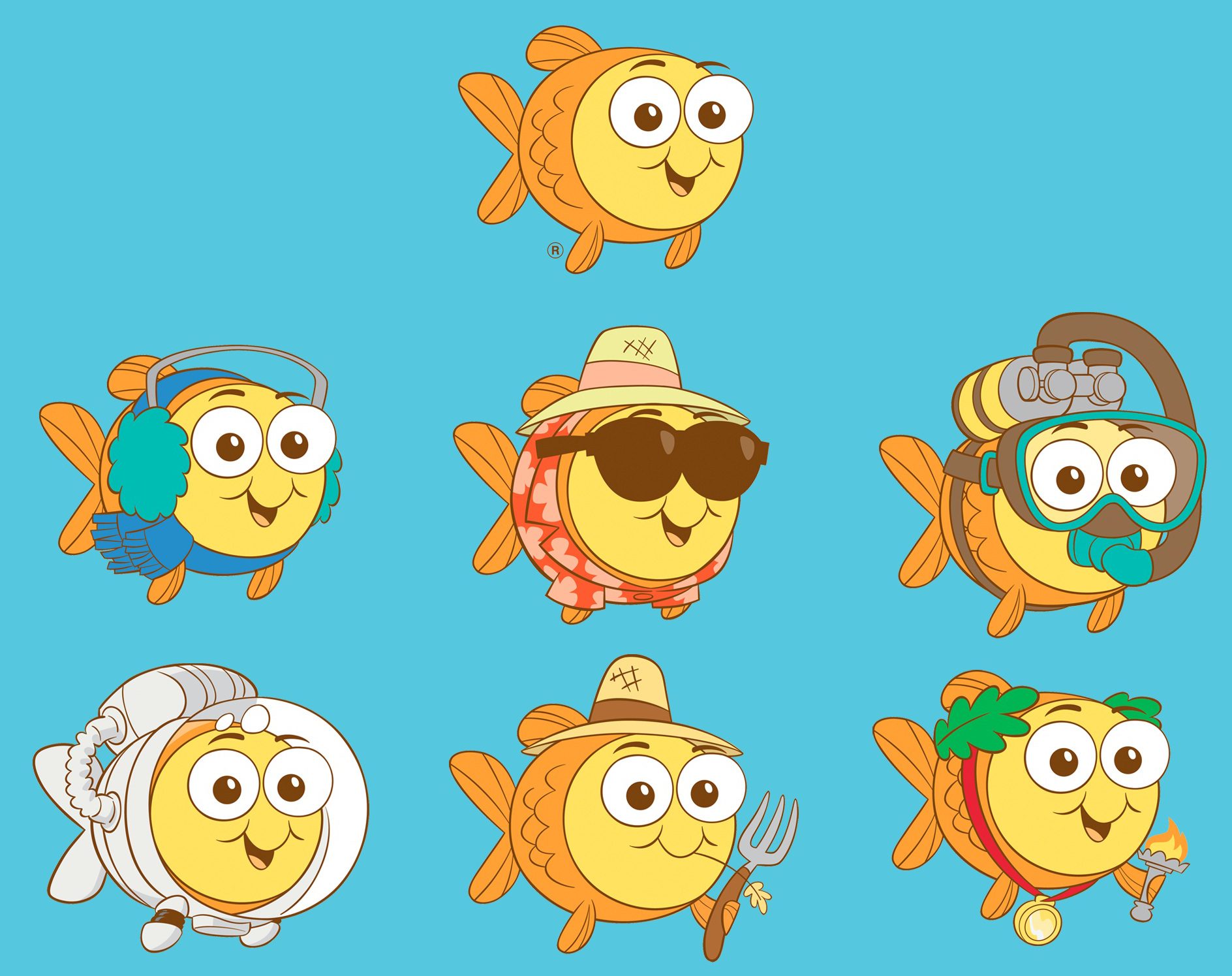 Themed Costumes For Goldfish Swim School Mascot Cedric Hohnstadt