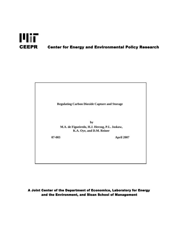 Regulating Carbon Dioxide Capture and Storage - CEEPR