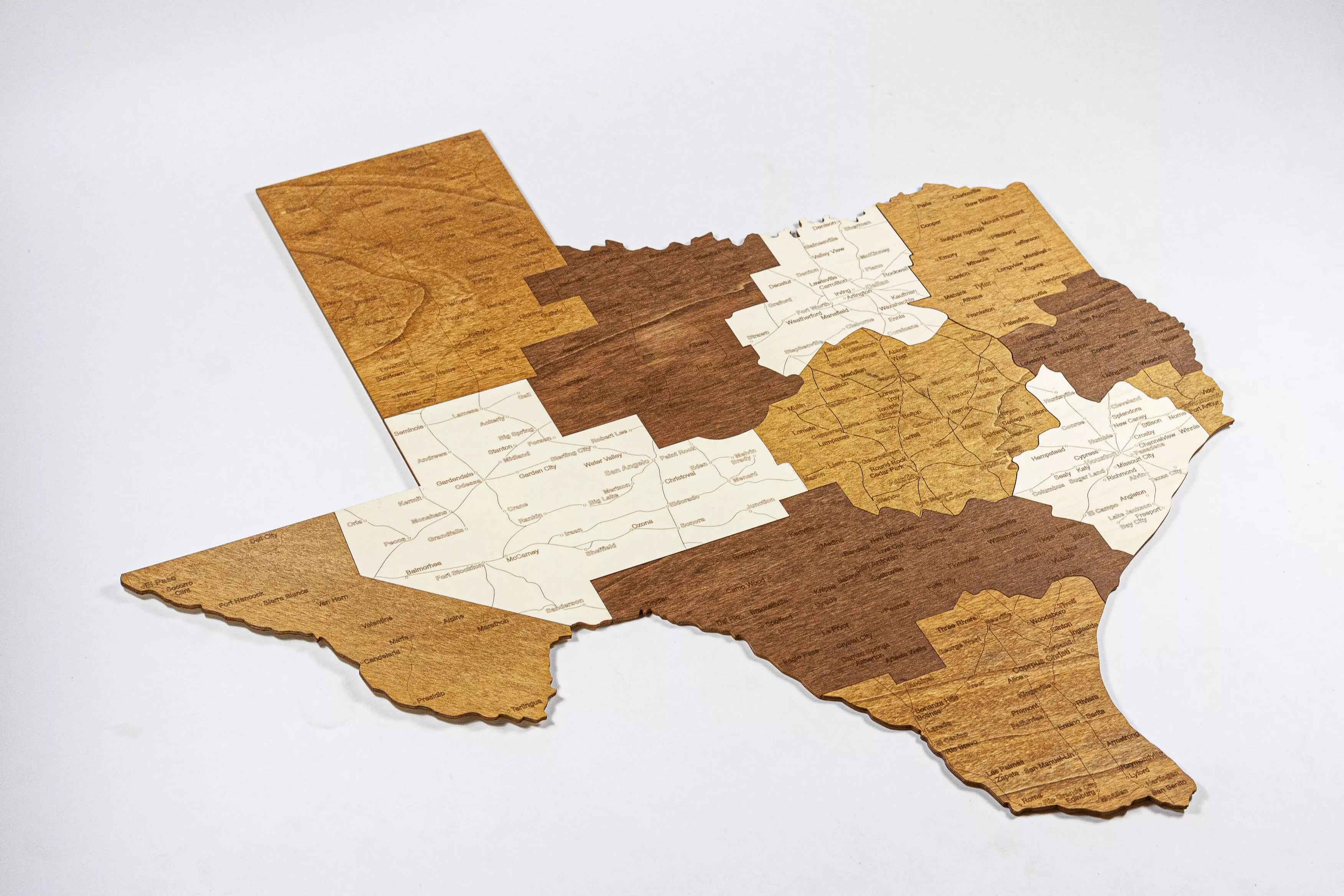 Texas Wooden Map 68travel