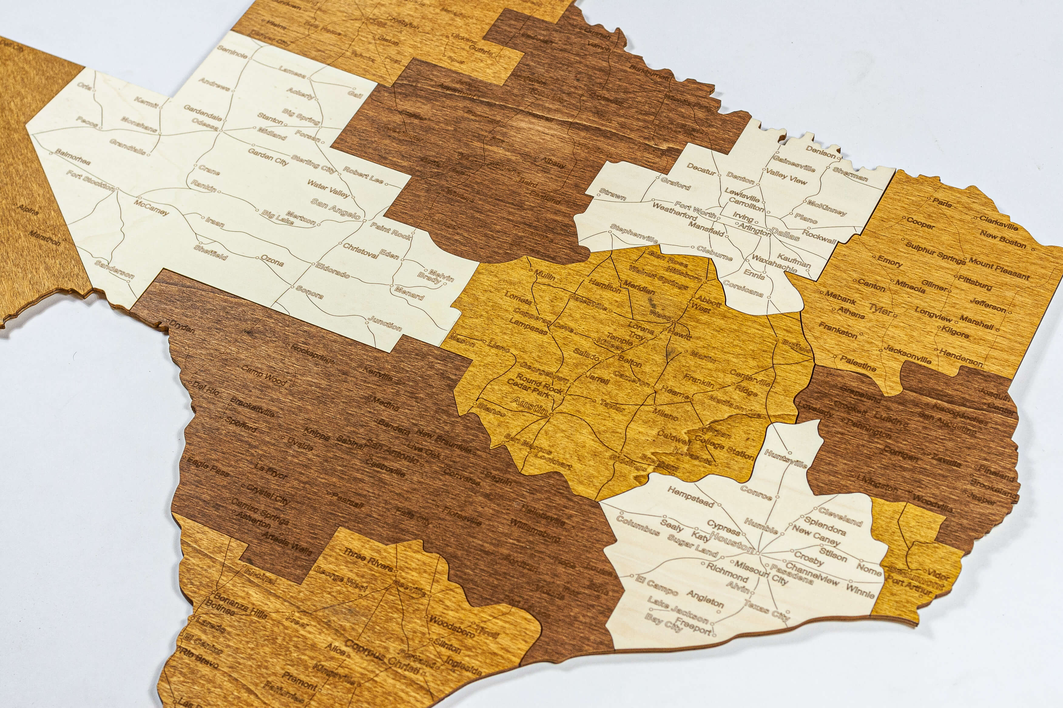 Texas Wooden Map 68travel