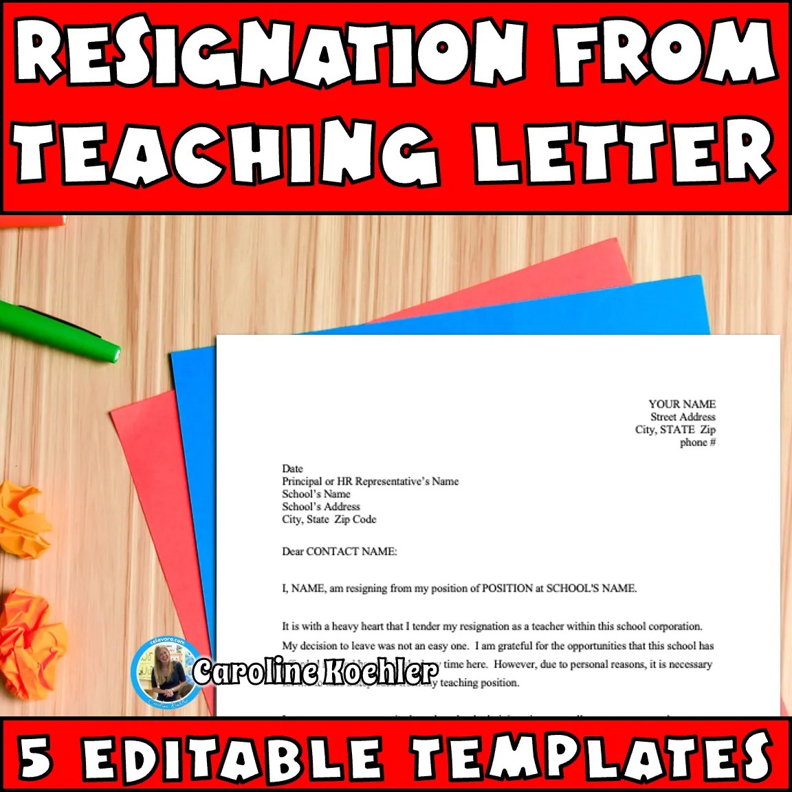 Resignation Letter For Teacher