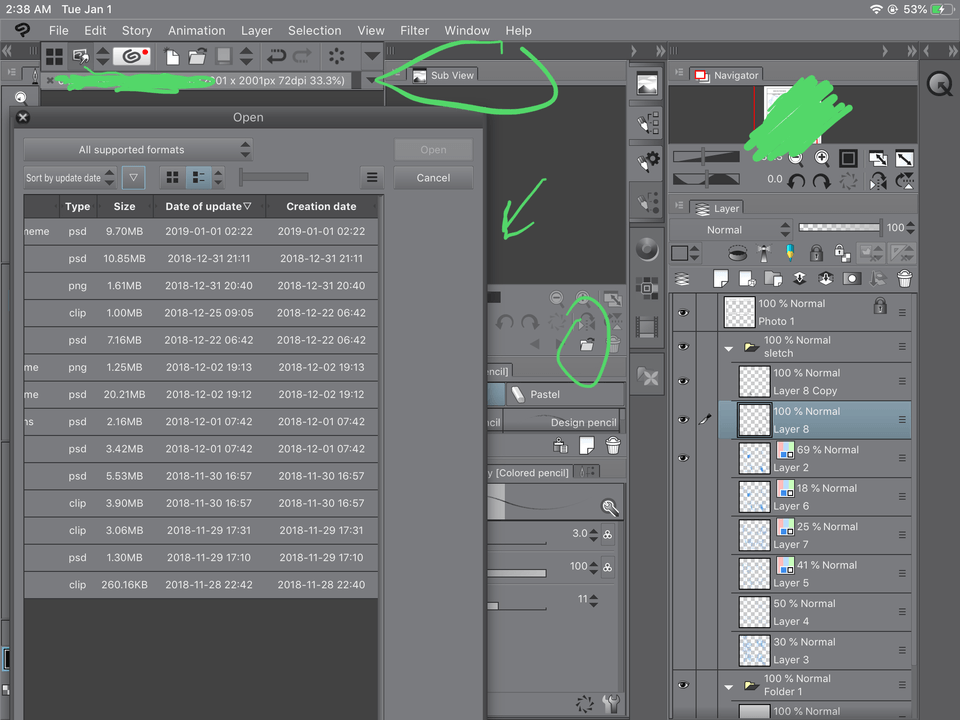 iPad의 하위보기. CLIP STUDIO ASK