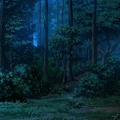 深い森の中の写真素材 - ぱくたそ みにくる背景素材自然編③森Bg015A1_Kp_C_夜 - Clip Studio Assets