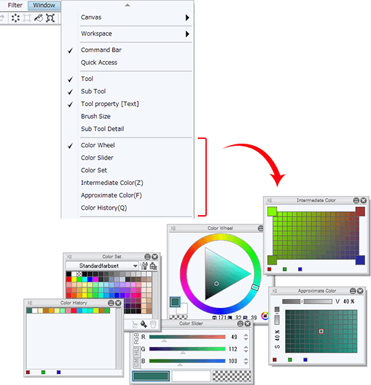 Utilizing the Color Palette “Tool settings/coloring 6” by