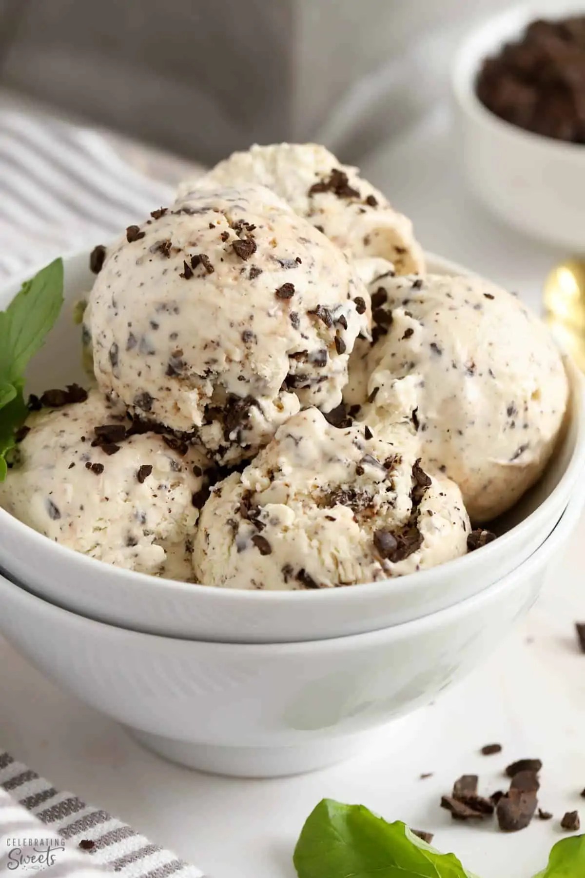 Mint Chocolate Chip Ice Cream (easy, no churn) Celebrating Sweets