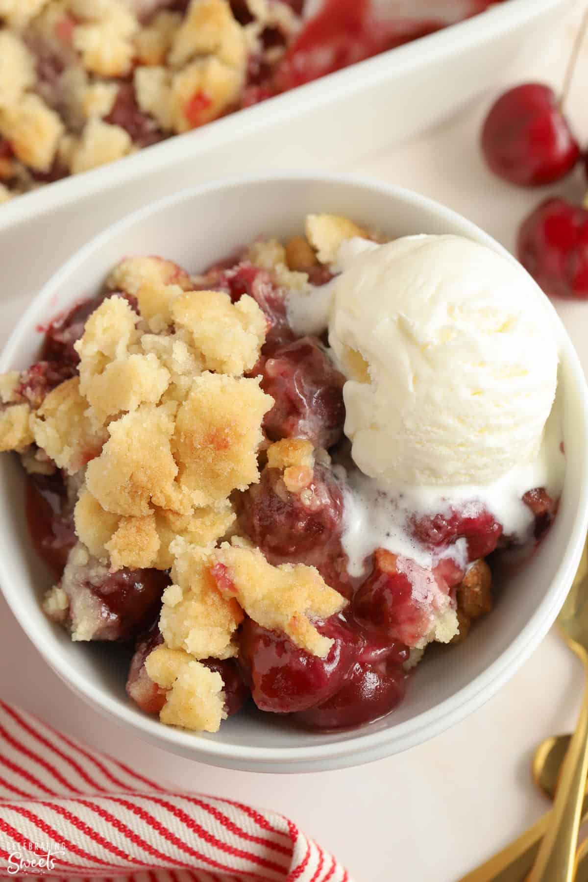 Cherry Cobbler (fresh or frozen cherries) Celebrating Sweets