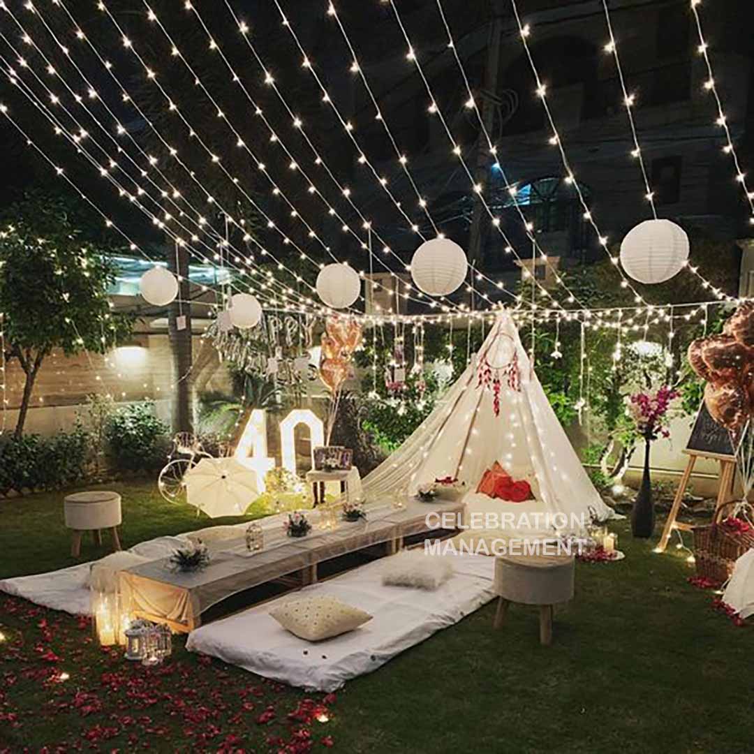 Terrace Decoration with Lights by Celebration Management In Lucknow