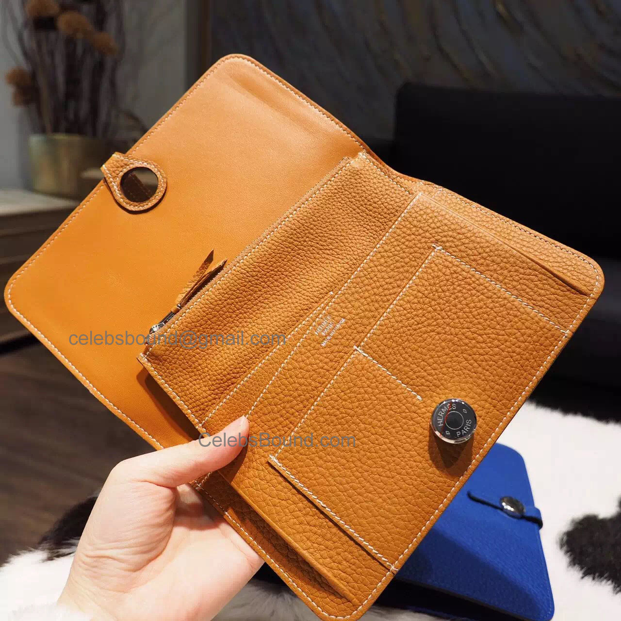 Hermes Dogon Combined Wallet Handmade in ck37 Gold Togo Calfskin PHW