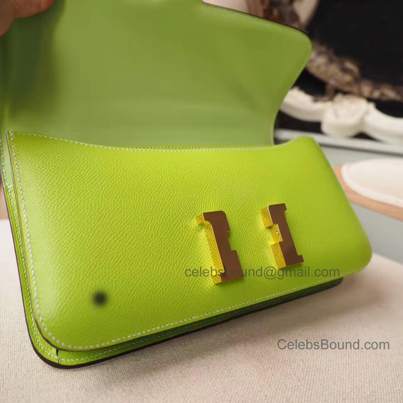 Hermes Constance Elan 25 Bag in 6r Kiwi Epsom GHW