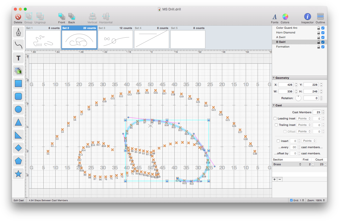 Drill Marching Band and Drum Corp Drill Design App for Mac OS X