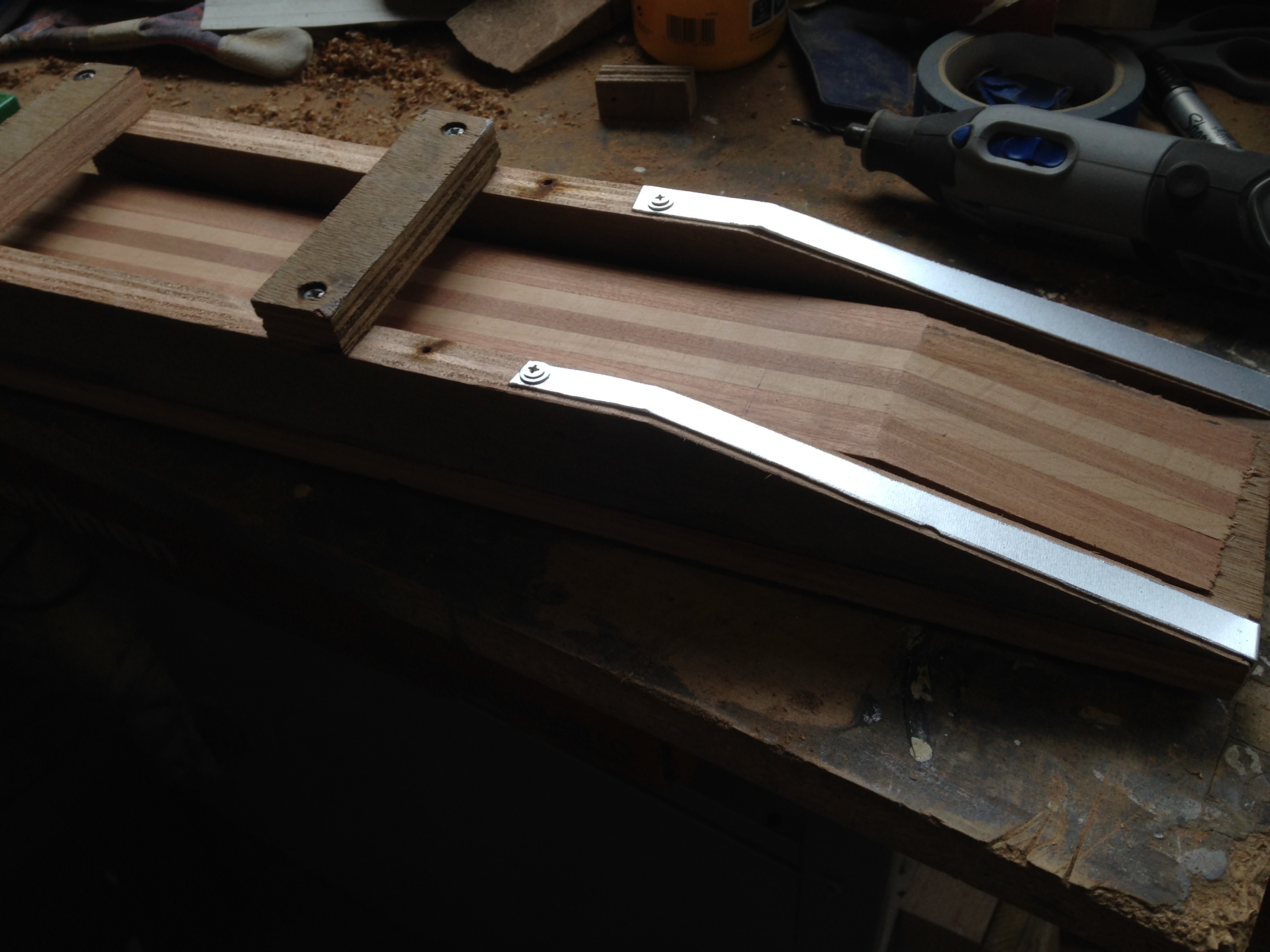 Built a headstock neck angle jig Cellar Guitars