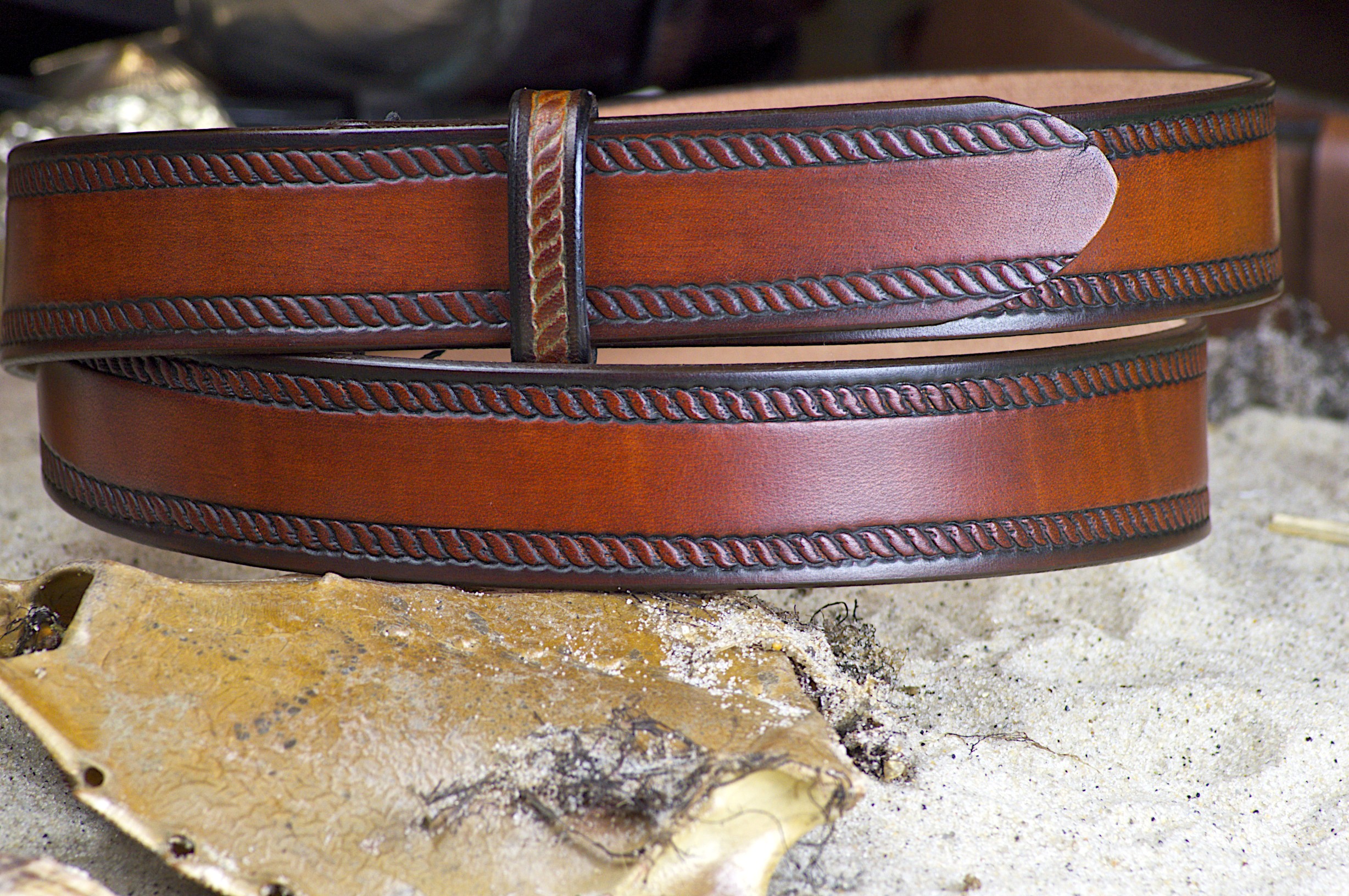 Ships Wheel Rope Edge Leather Belt Cellar Leather