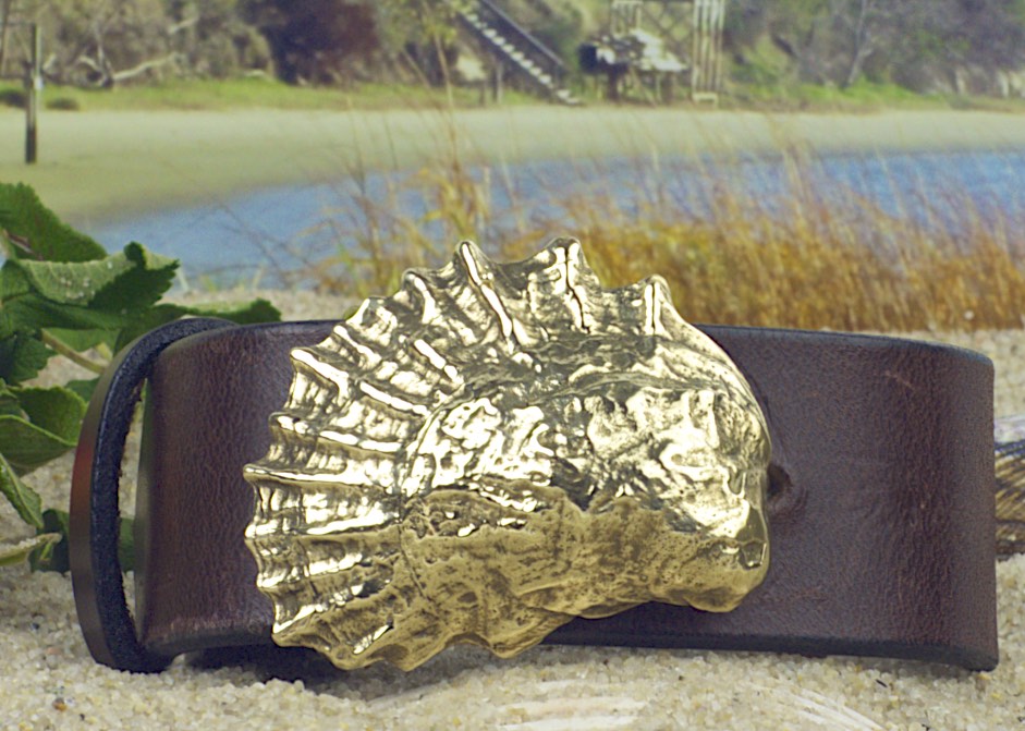 Martha’s Vineyard Oyster Shell Leather Belt Cellar Leather