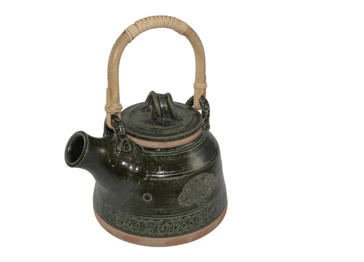 Cane Tea Pot Green Celtic Clays Ireland