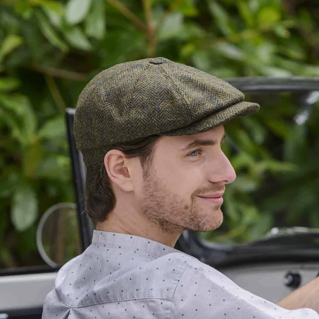 Traditional Donegal Tweed Driving Cap Green Celtic Clothing Company