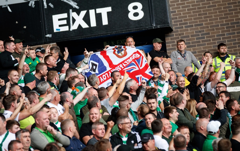 Cheeky Celtic Fans Taunted Ibrox Support With Gers Banner Celts Are Here