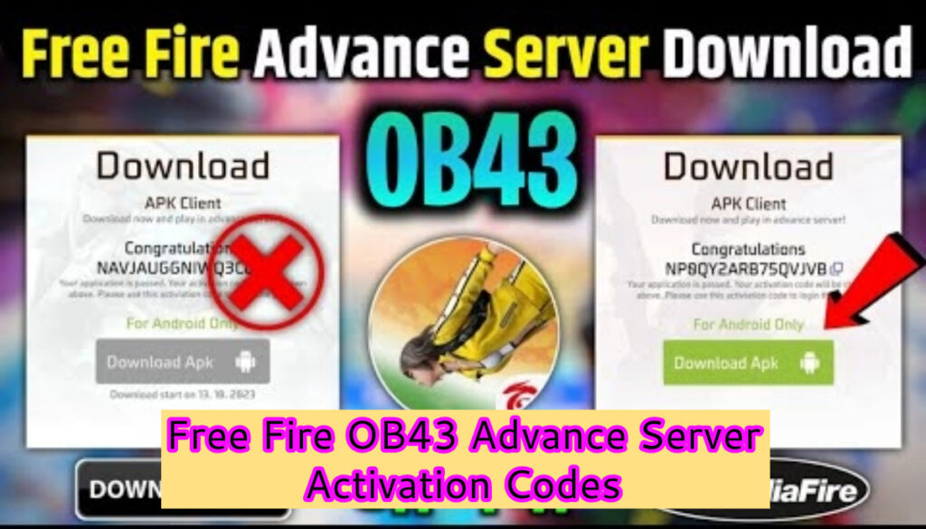 Free Fire OB43 Advance Server Activation Codes List, Steps to Get