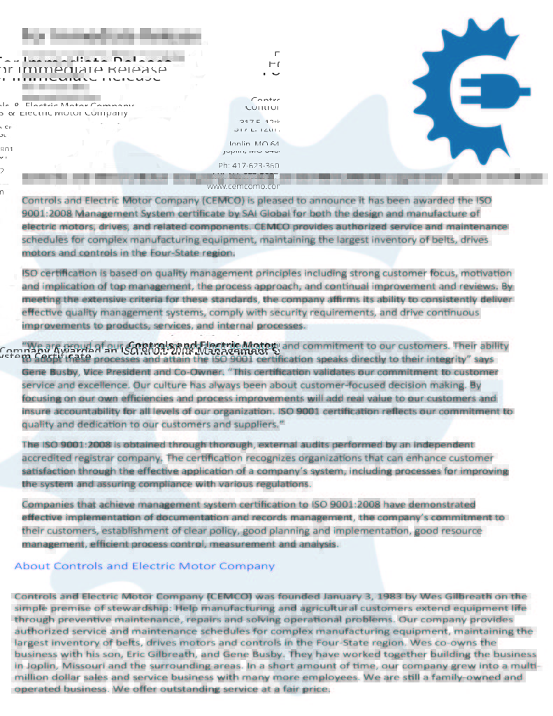 Controls & Electric Motor Company