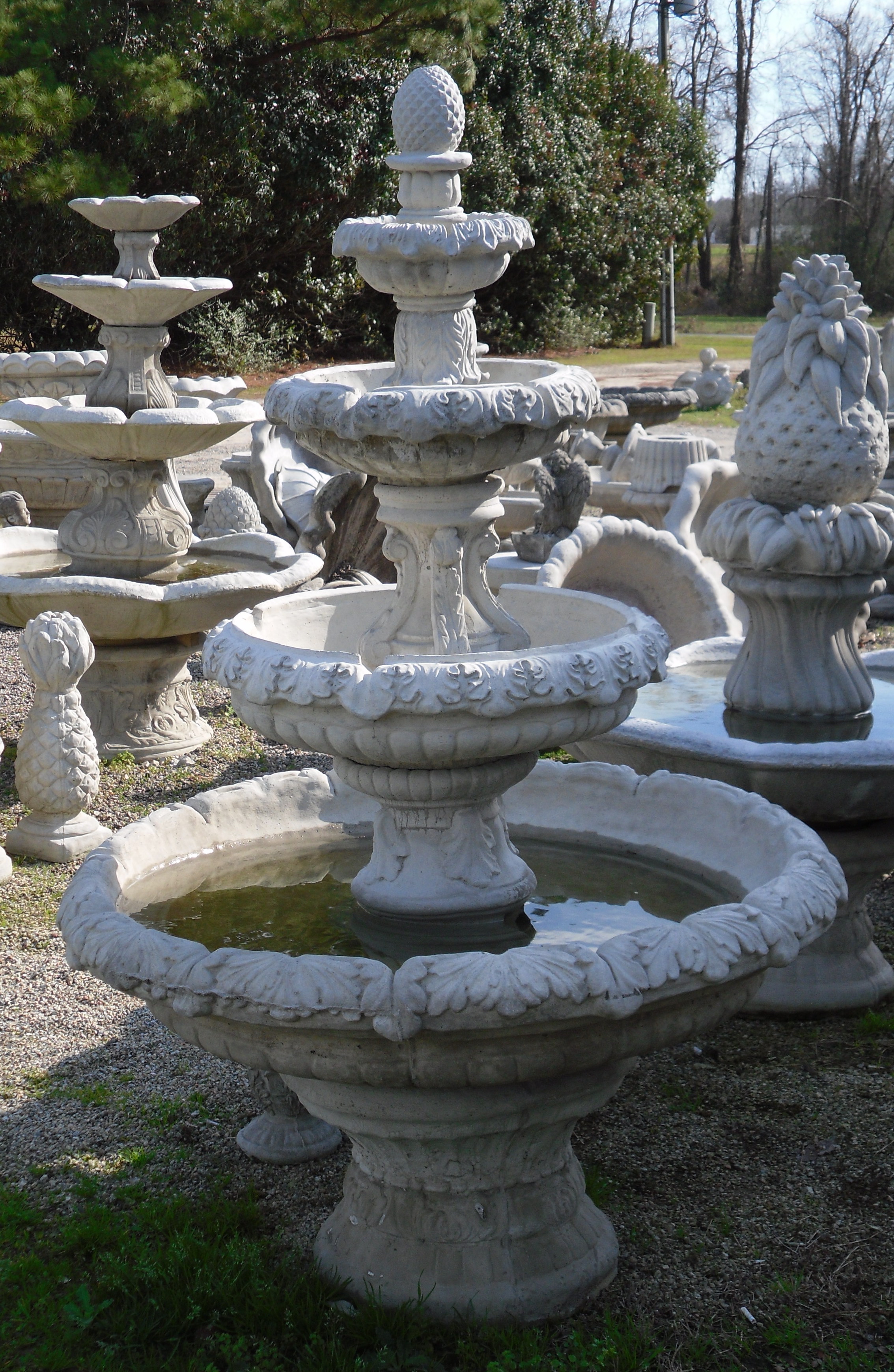 4 Tier Fountain with Pineapple Finial 7' Tall Archives The Cement Barn