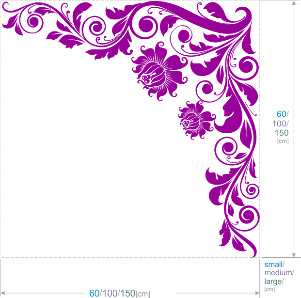 Large Corner Flower Vinyl Wall Stickers Wall Decals Large Wall Art