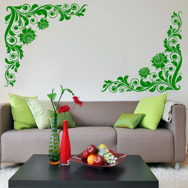 Large Corner Flower Vinyl Wall Stickers Wall Decals Large Wall Art