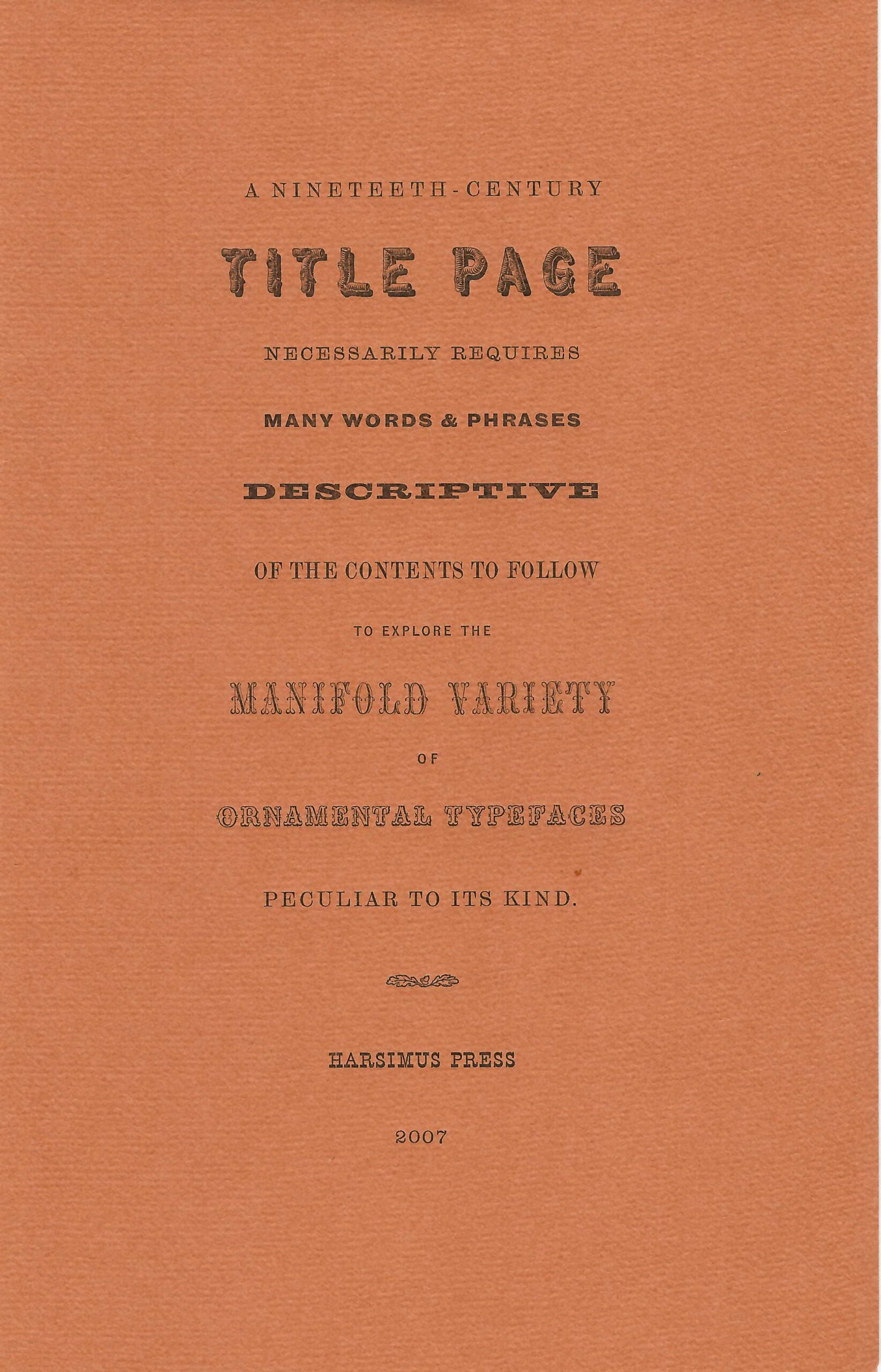 A Nineteenth-Century Title Page - Center for Book Arts