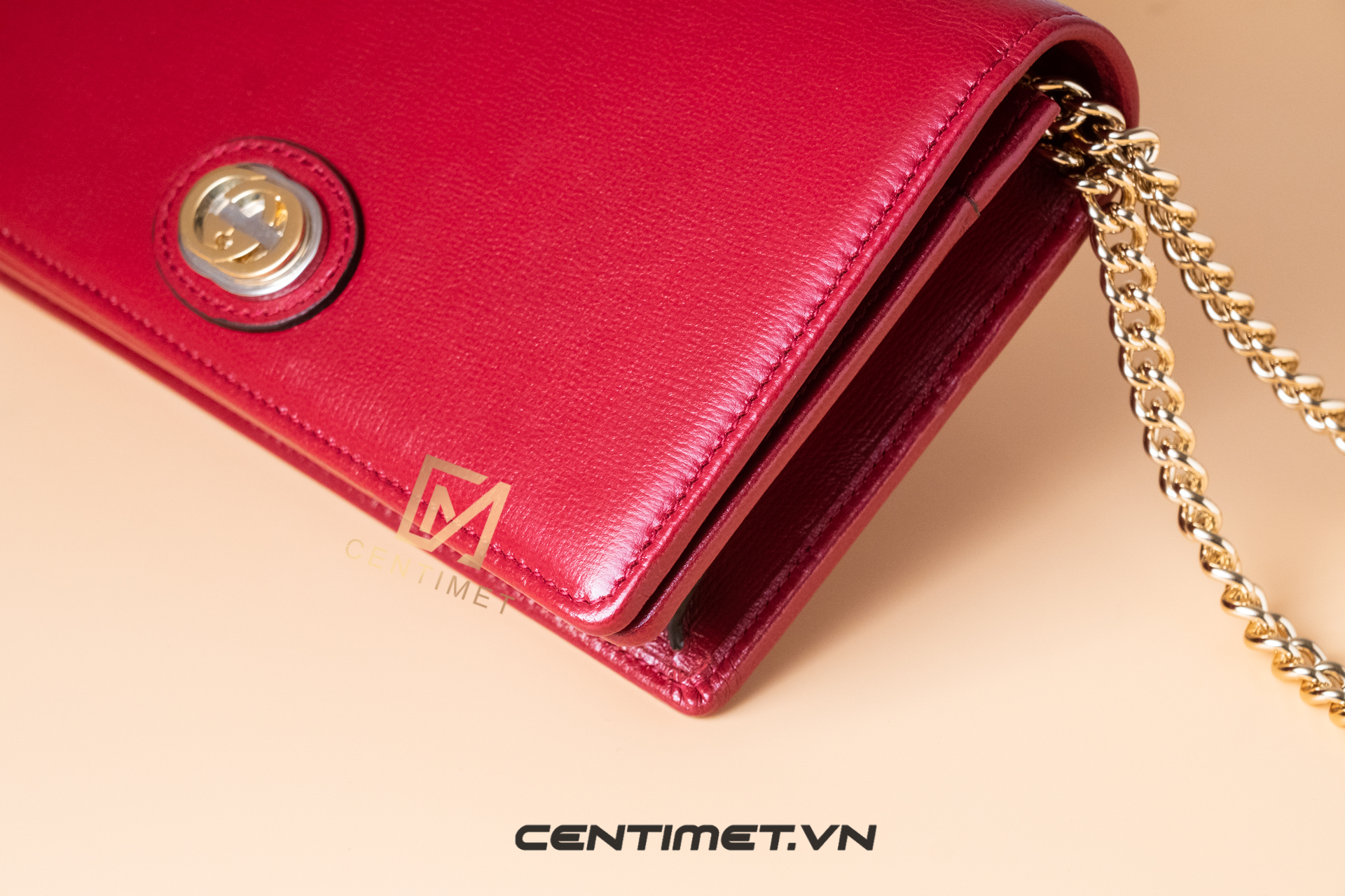 Túi Xách Gucci GG Red Leather Shoulder Bag Centimet.vn