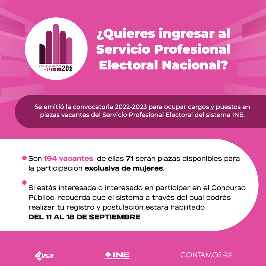 El 11 de septiembre inicia el registro al Concurso Público para