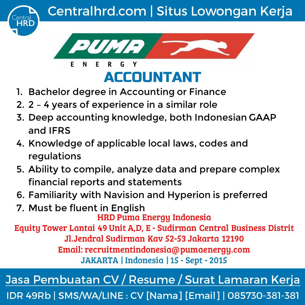 Loker Puma Accountant Jakarta Info Lowongan Kerja Terbaru