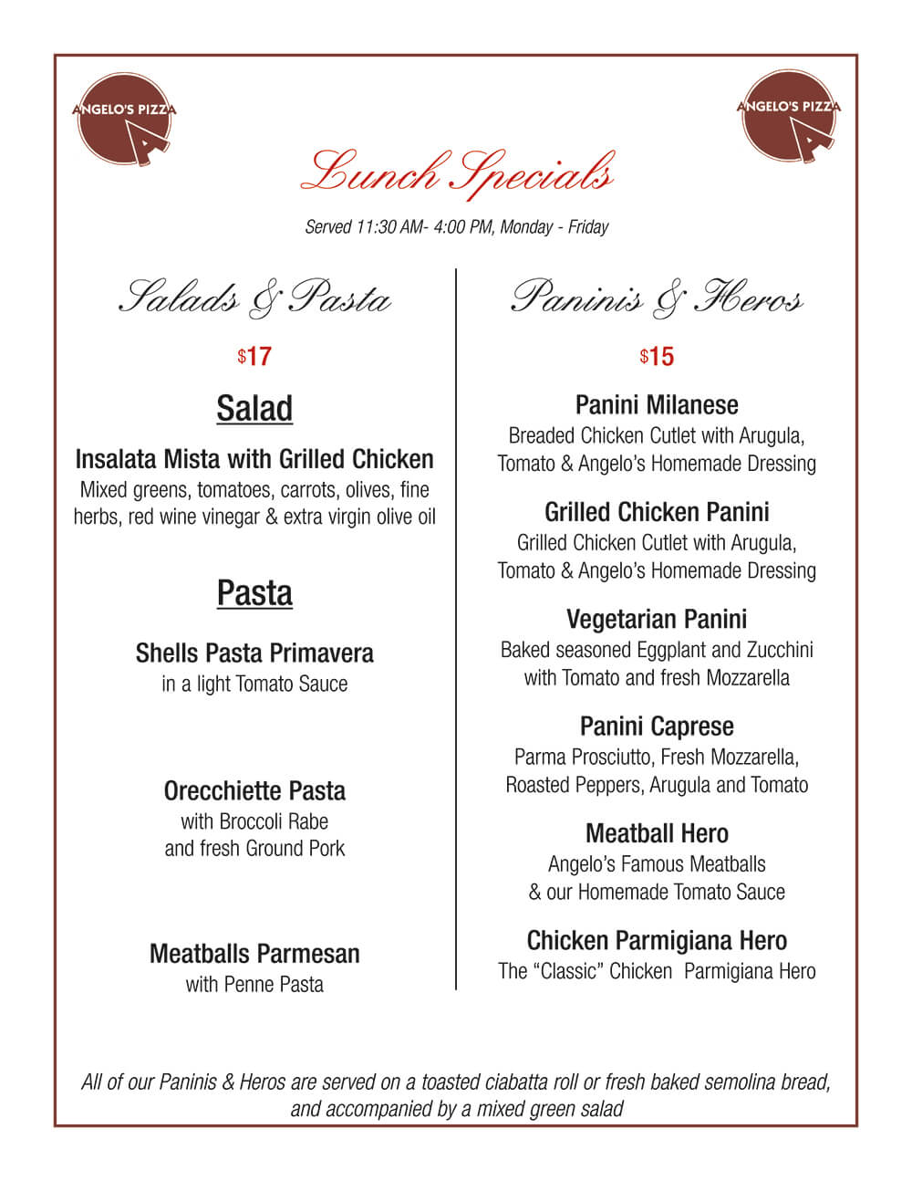 Lunch Specials On Monday Near Me