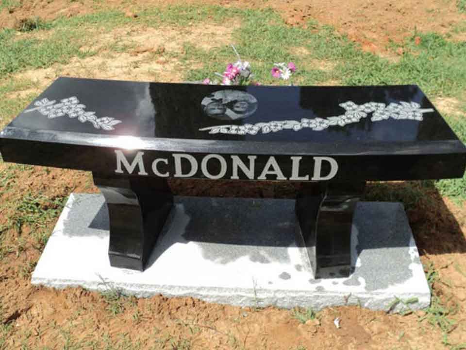 Cemetery Benches LA, TX and AR Central Monument