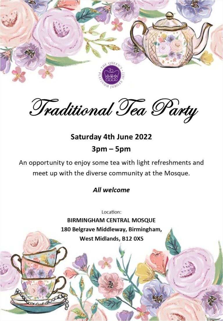 Traditional Tea Party Birmingham Central Mosque