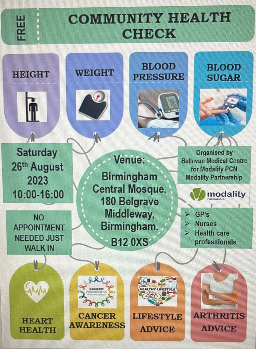 FREE COMMUNITY HEALTH CHECK Birmingham Central Mosque