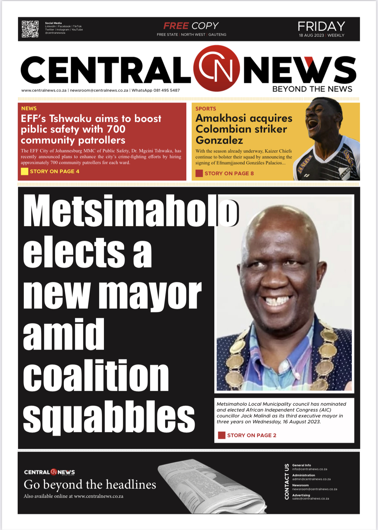 Central News Issue 018 Download the latest weekly edition Top Story