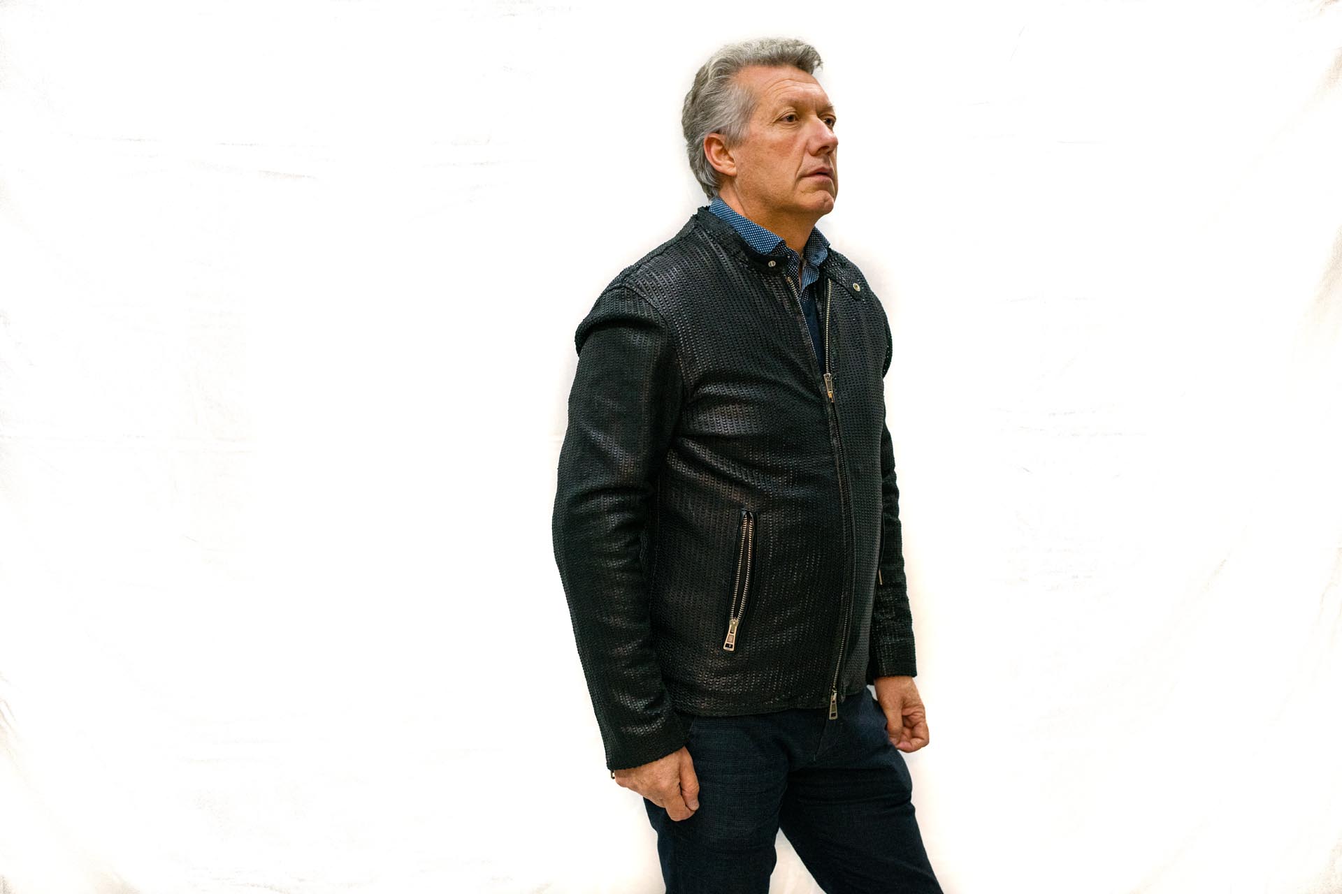 Giubbino in nappa vegetale laserata • Centro Moda Pelle