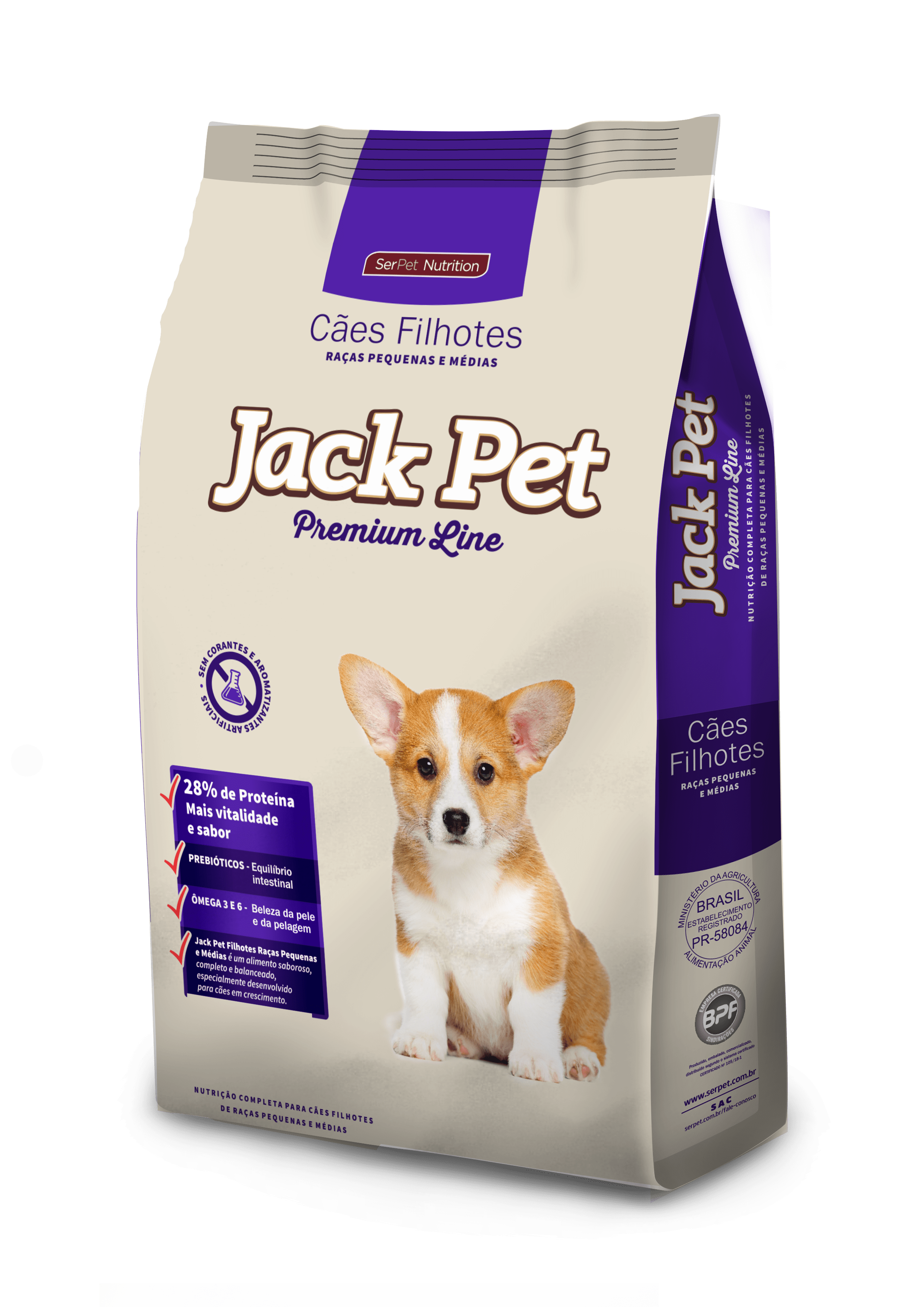 Ração Jack Pet Filhotes Raças Pequenas e Médias 20kg Centro Norte