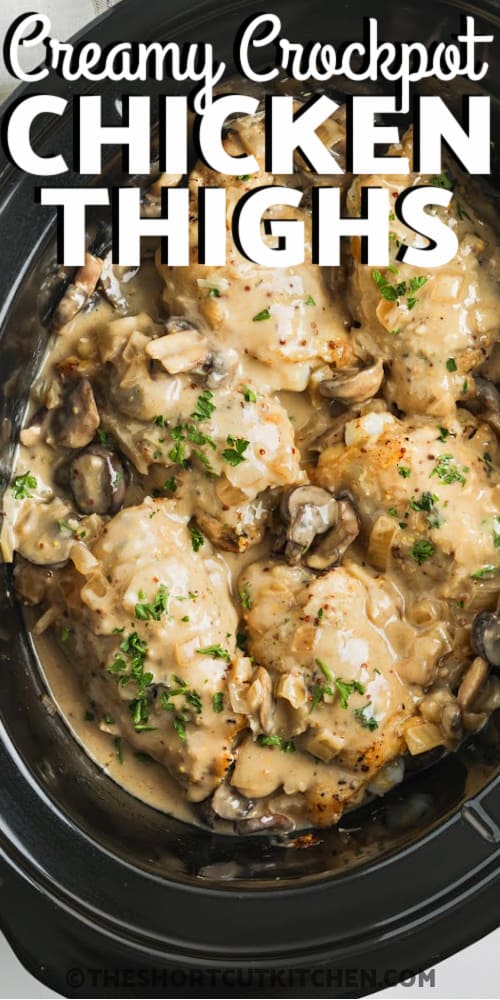 Creamy Crockpot Chicken Thighs With Mushrooms - The Shortcut Kitchen