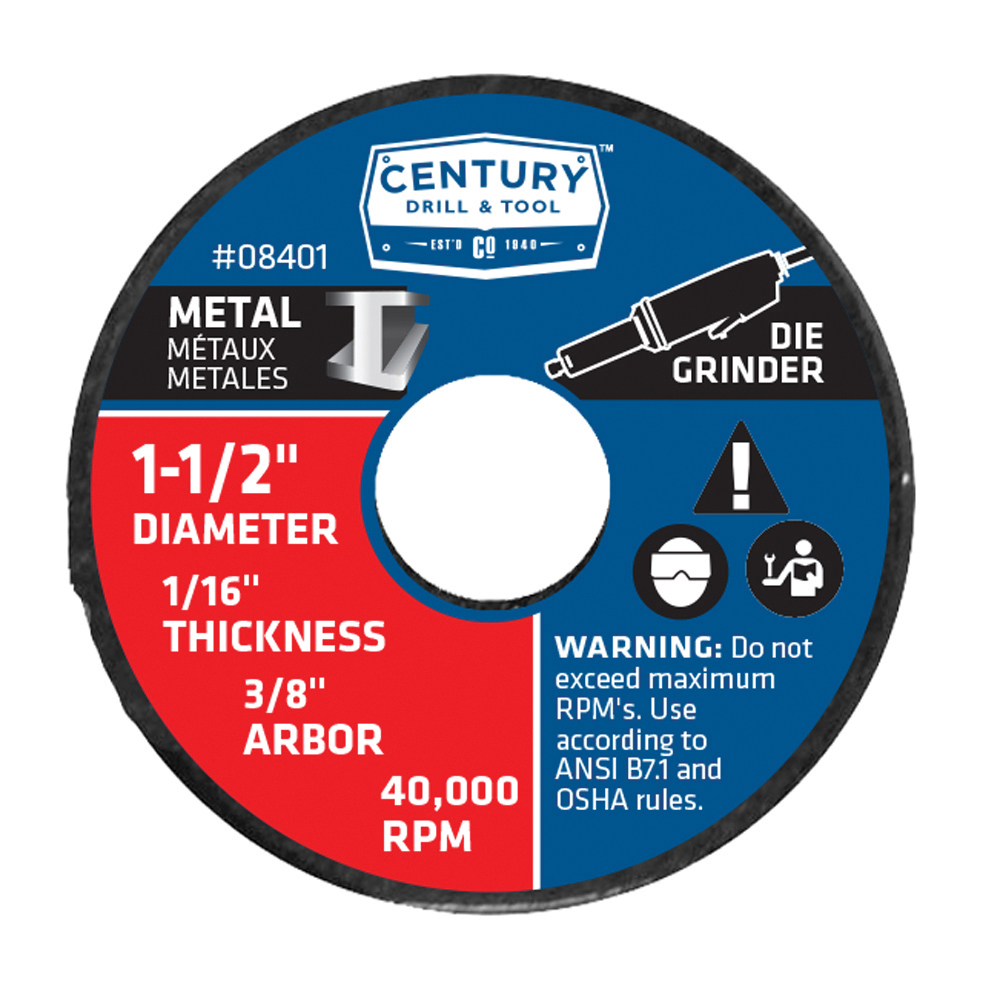 Cutting Wheel 11/2″ Diameter 1/16″ Thick Type 1A Thin Metal Cut 3/8
