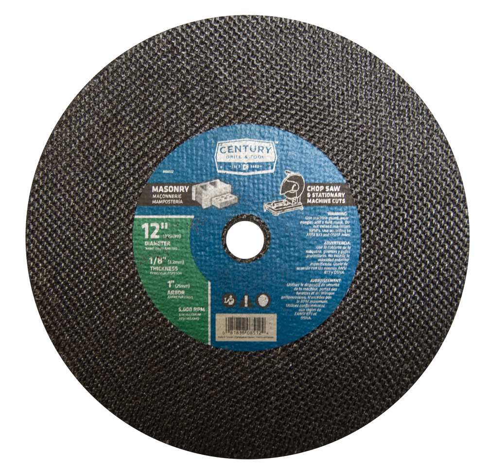 Abrasive Blade 12″ 1/8″ Thickness 1″ Arbor Type 1A (Masonry) Century