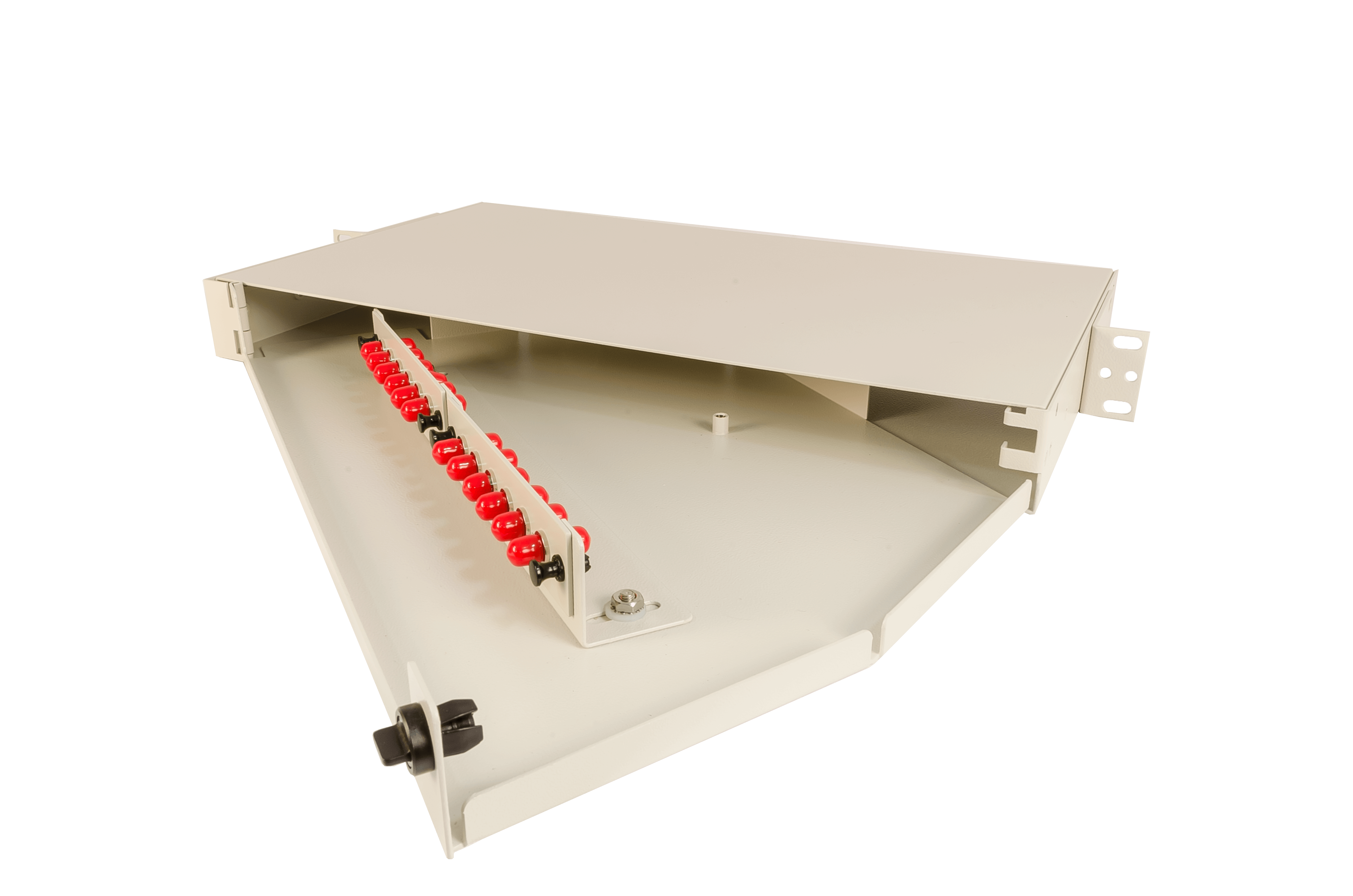 1U Splice and Termination Fiber Optic Interconnect Rack Mount Swing